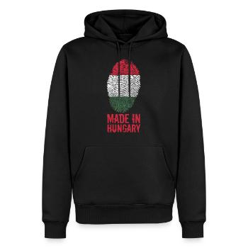 Made in Hungary / Gemacht in Ungarn Magyarország - Männer Premium Bio Hoodie - Schwarz - Vorne - Nico (187cm)