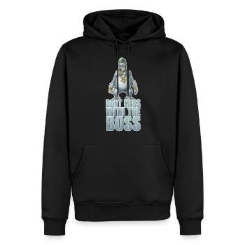 Ne pas jouer avec le patron - Sweat à capuche Premium bio Homme - noir - Devant - Nico (187cm)