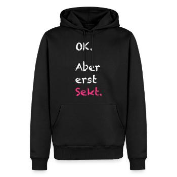 Ok. Aber erst Sekt. Cooler Spruch. - Sweat à capuche Premium bio Homme - noir - Devant - Nico (187cm)