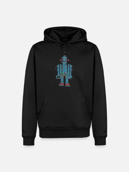 vintage robot - Männer Premium Bio Hoodie - Schwarz