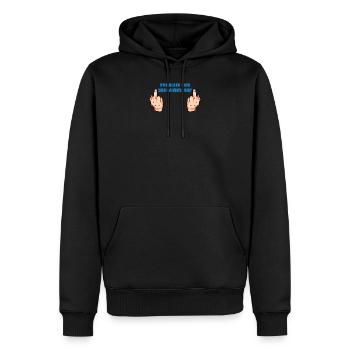 Problem Schwimmer Mittelfinger - Männer Premium Bio Hoodie - Schwarz - Vorne - Nico (187cm)