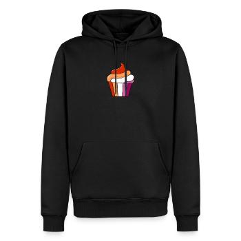 Cupcake lesbienne Orange Pink Lesbian Pride - Sweat à capuche Premium bio Homme - noir - Devant - Nico (187cm)