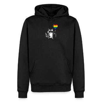 Waschbär Herzballon LGBT Gay Pride - Männer Premium Bio Hoodie - Schwarz - Vorne - Nico (187cm)