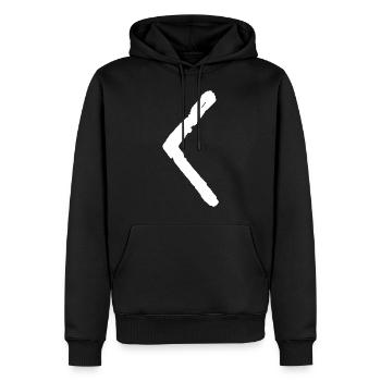 Elder Futhark Rune Kenaz - lettre C &K - Sweat à capuche Premium bio Homme - noir - Devant - Nico (187cm)