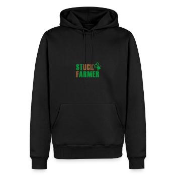 STUCK FARMER GREEN BROWN - Men’s Premium Organic Hoodie - black - Front - Nico (187cm)