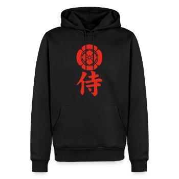 Samurai-Emblem des Oda-Clans (rot) - Männer Premium Bio Hoodie - Schwarz - Vorne - Nico (187cm)