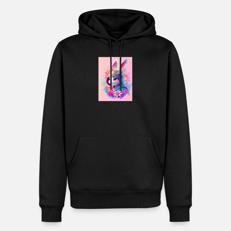 Lapin dans le style numérique - Sweat à capuche Premium bio Homme - noir