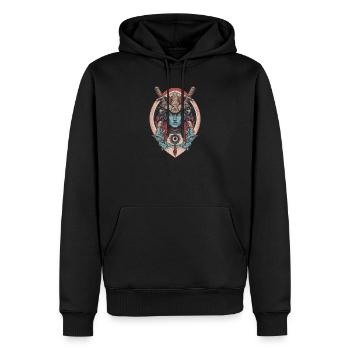Samurai God - Men’s Premium Organic Hoodie - black - Front - Nico (187cm)