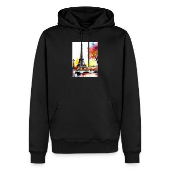 Eiffelturm im Herbst Aquarell - Männer Premium Bio Hoodie - Schwarz - Vorne - Nico (187cm)