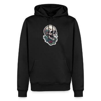 Tattoo Print Skull Design - Männer Premium Bio Hoodie - Schwarz - Vorne - Nico (187cm)