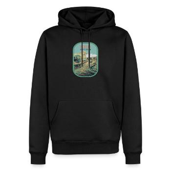 Illustration Architecture Moderne Berlin - Sweat à capuche Premium bio Homme - noir - Devant - Nico (187cm)
