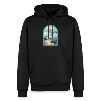Christ the King Lisbon: View of the 25th of April Bridge over the Tagus River - Men’s Premium Organic Hoodie - black - Front - Nico (187cm)