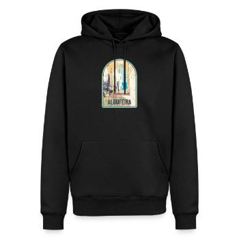 Malerische Straße in der Altstadt von Albufeira - Männer Premium Bio Hoodie - Schwarz - Vorne - Nico (187cm)
