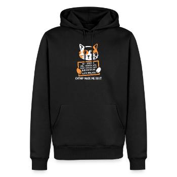 Lustiges Fahndungsfoto Katze - Männer Premium Bio Hoodie - Schwarz - Vorne - Nico (187cm)