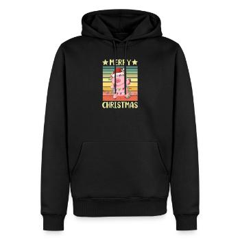 Joyeux Noël Cochon - Sweat à capuche Premium bio Homme - noir - Devant - Nico (187cm)