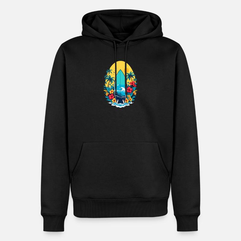 Planche de surf élégante - Sweat à capuche Premium bio Homme - noir