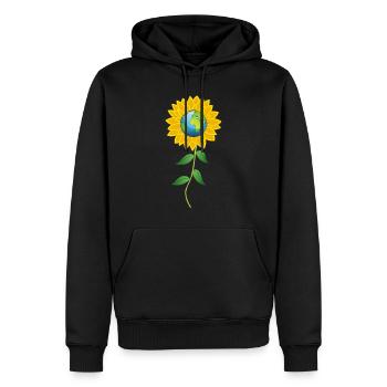Planet Erde und Sonnenblume - Männer Premium Bio Hoodie - Schwarz - Vorne - Nico (187cm)