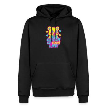 Glitch Up your Life! Motiv 2 - Männer Premium Bio Hoodie - Schwarz - Vorne - Nico (187cm)