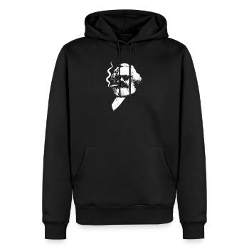 Karl Marx audacieux avec une illustration de cigarette - Sweat à capuche Premium bio Homme - noir - Devant - Nico (187cm)
