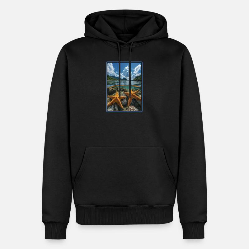 Seesterne Seestern - Männer Premium Bio Hoodie - Schwarz