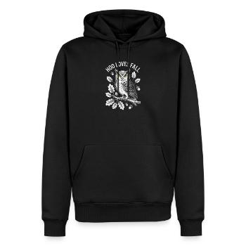 Eule im Herbstzauber - Lustiger Spruch im Herbst - Männer Premium Bio Hoodie - Schwarz - Vorne - Nico (187cm)