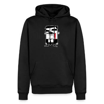 Hombre Grises: Anonym, Freiheit & Protest - Männer Premium Bio Hoodie - Schwarz - Vorne - Nico (187cm)