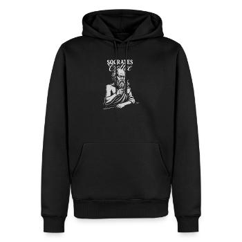 Portrait du café Socrate - Sweat à capuche Premium bio Homme - noir - Devant - Nico (187cm)