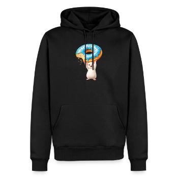 Maus mit Donut – Süßes Cartoon Design - Männer Premium Bio Hoodie - Schwarz - Vorne - Nico (187cm)