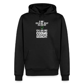Sorry, I thought of coding - Men’s Premium Organic Hoodie - black - Front - Nico (187cm)