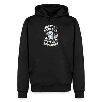 Axolotl hat meine Hausaufgaben gefressen. - Männer Premium Bio Hoodie - Schwarz - Vorne - Nico (187cm)