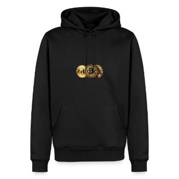 Bitcoin World - Männer Premium Bio Hoodie - Schwarz - Vorne - Nico (187cm)