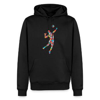 Volley-ball Volley-ball Enfants Joueurs de volley-ball - Sweat à capuche Premium bio Homme - noir - Devant - Nico (187cm)