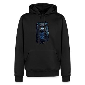 Süße Cyber-Eule - Männer Premium Bio Hoodie - Schwarz - Vorne - Nico (187cm)