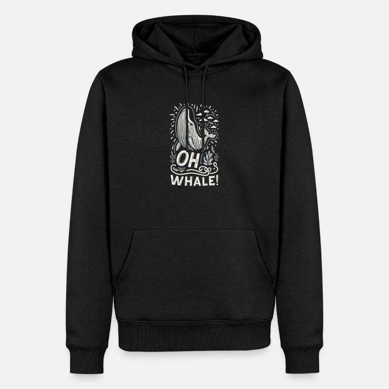 OH WALE - Sweat à capuche Premium bio Homme - noir