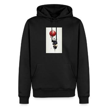 panda au ballon rouge - Sweat à capuche Premium bio Homme - noir - Devant - Nico (187cm)