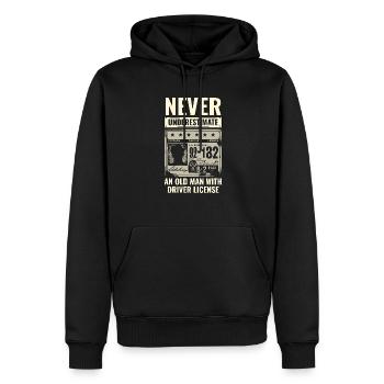 Never Underestimate An Old Man With Driver License - Men’s Premium Organic Hoodie - black - Front - Nico (187cm)