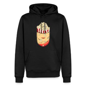 Kinofilm Kino Snack Geschenk Brusttasche Popcorn - Männer Premium Bio Hoodie - Schwarz - Vorne - Nico (187cm)
