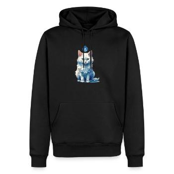 Geburtsstein-Katze März - Männer Premium Bio Hoodie - Schwarz - Vorne - Nico (187cm)