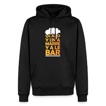 Humour Bar Bistrot Sortie Du Boulot Bière - Sweat à capuche Premium bio Homme - noir - Devant - Nico (187cm)