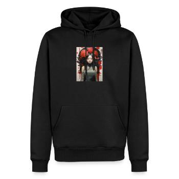 Manga Japonais Femme - Sweat à capuche Premium bio Homme - noir - Devant - Nico (187cm)