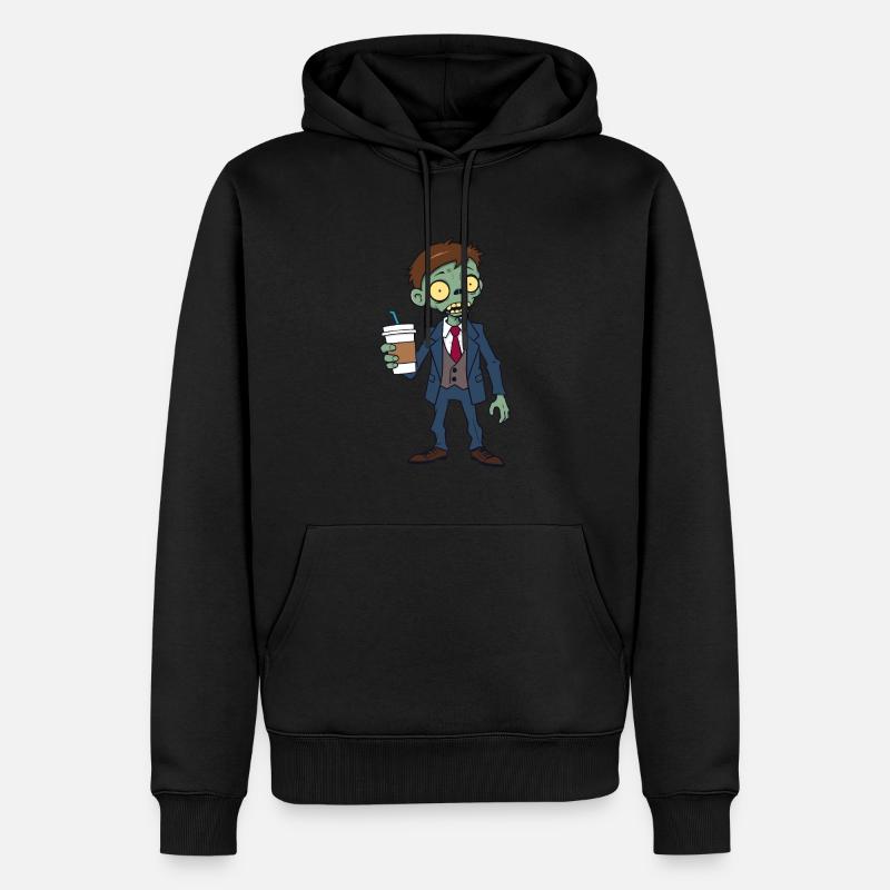 Zombie d’affaires avec café - Sweat à capuche Premium bio Homme - noir