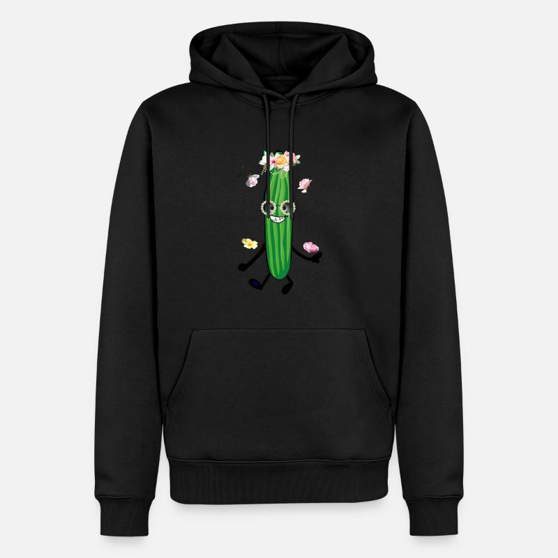 Concombre, Roses, Couronne, Fleurs - Sweat à capuche Premium bio Homme - noir