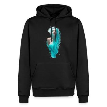 Portrait éthéré d’une femme eau F - Sweat à capuche Premium bio Homme - noir - Devant - Nico (187cm)