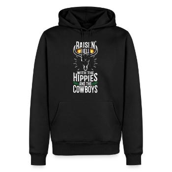 Raisin' Hell With The Hippies And The Cowboys - Männer Premium Bio Hoodie - Schwarz - Vorne - Nico (187cm)