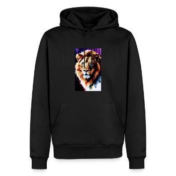 Watercolour Lion's Head - Men’s Premium Organic Hoodie - black - Front - Nico (187cm)