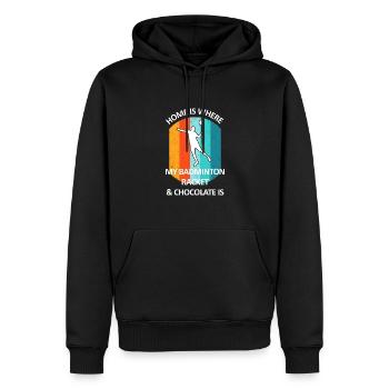 Badminton Federball Badmintonspieler Schokolade - Männer Premium Bio Hoodie - Schwarz - Vorne - Nico (187cm)