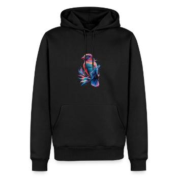 Radiant Papagei - Tropische Eleganz - Männer Premium Bio Hoodie - Schwarz - Vorne - Nico (187cm)