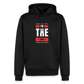 König - Männer Premium Bio Hoodie - Schwarz - Vorne - Nico (187cm)
