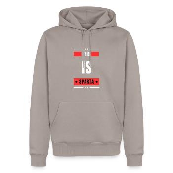 This is Sparta - Sweat à capuche Premium bio Homme - taupe - Devant - Nico (187cm)