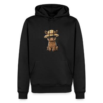 Niedliches Alpaka mit Strohhut Cartoon für - Männer Premium Bio Hoodie - Schwarz - Vorne - Nico (187cm)